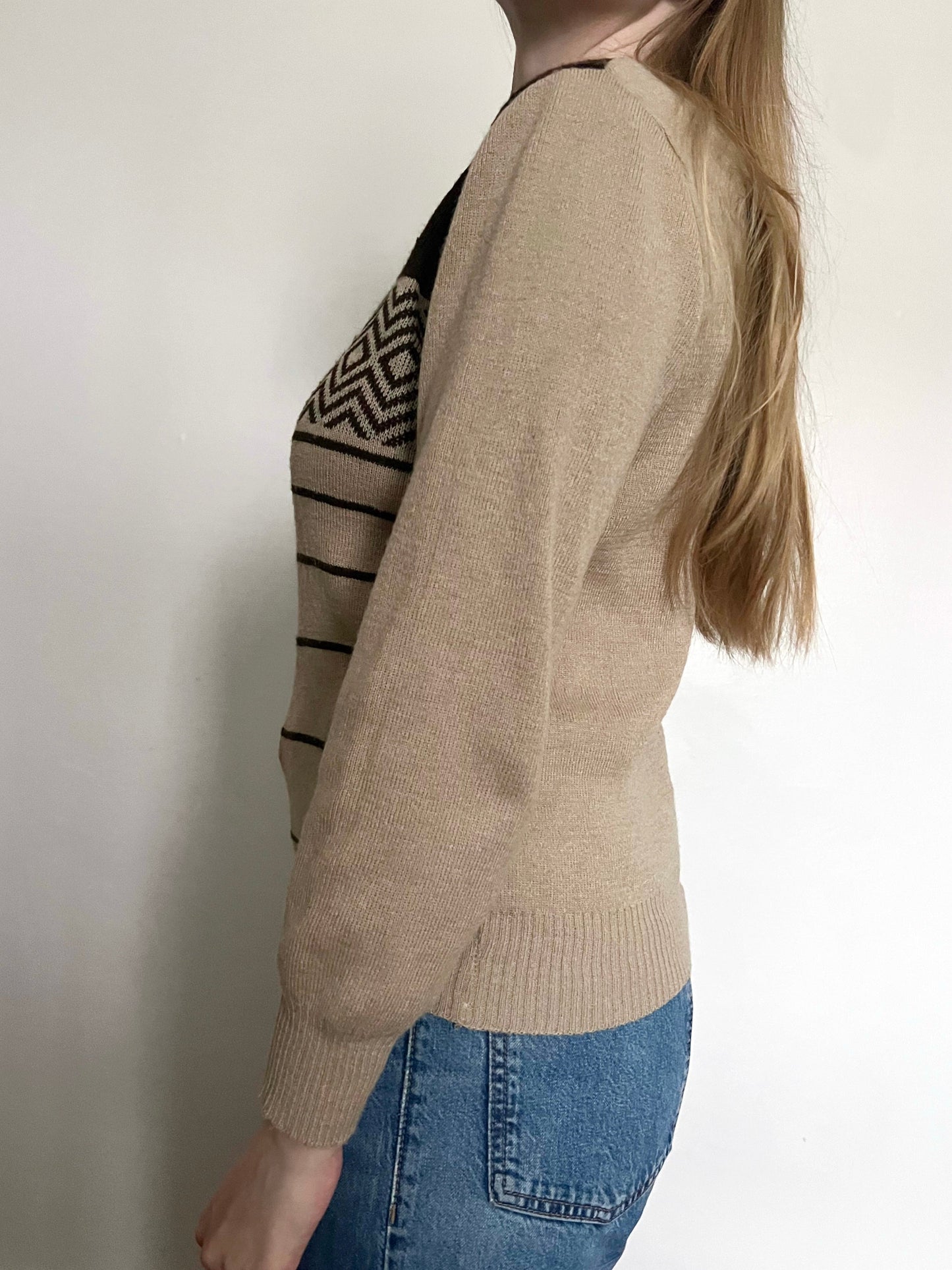 70s beige and brown sweater, Size S
