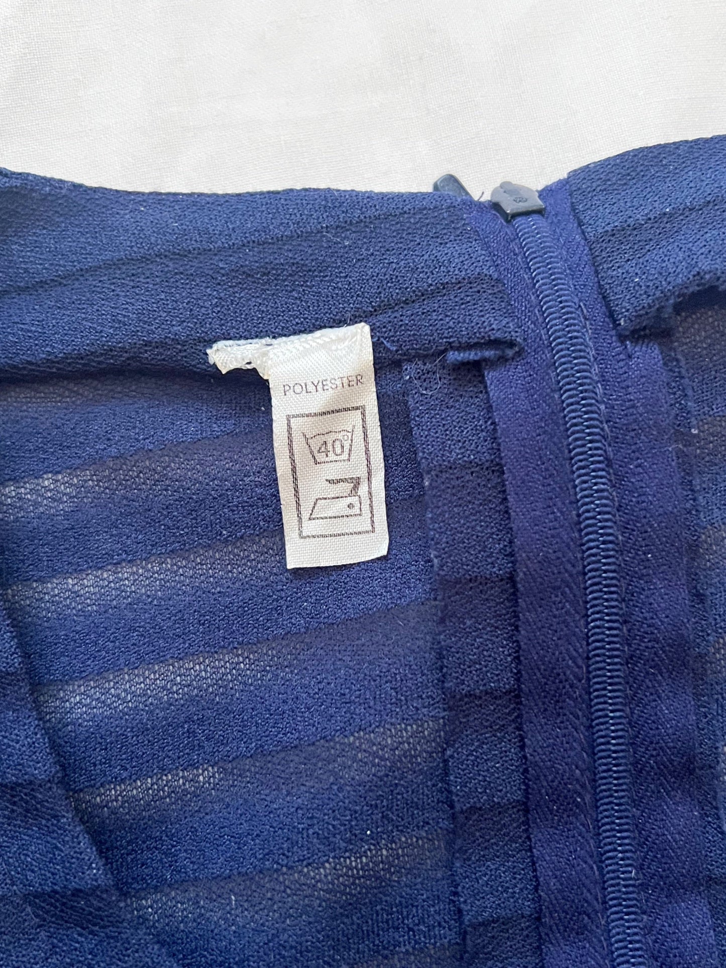 70s navy blue stripes dress, Size L