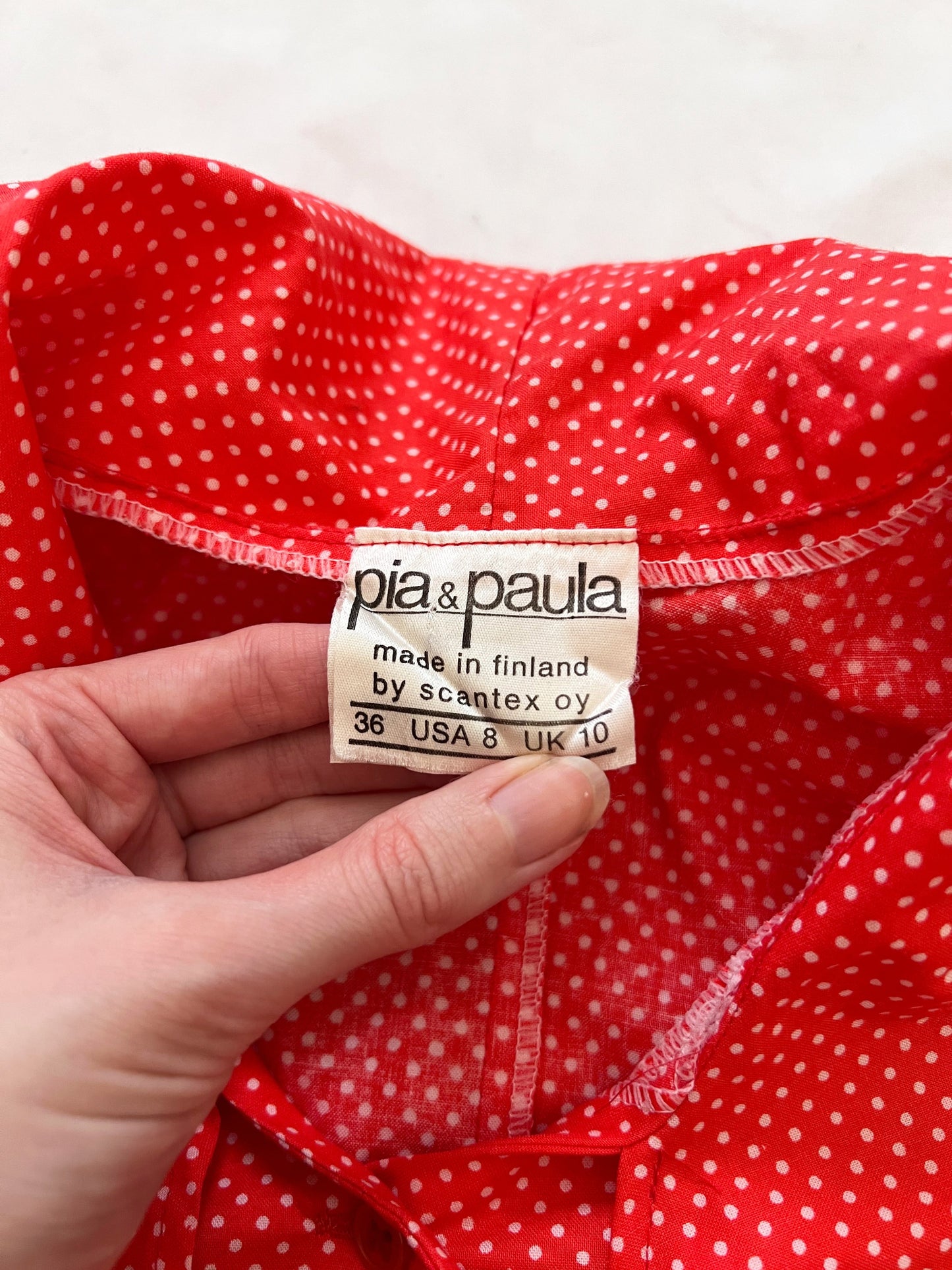 70s Pia & Paula red and white polka dot blouse, Size S
