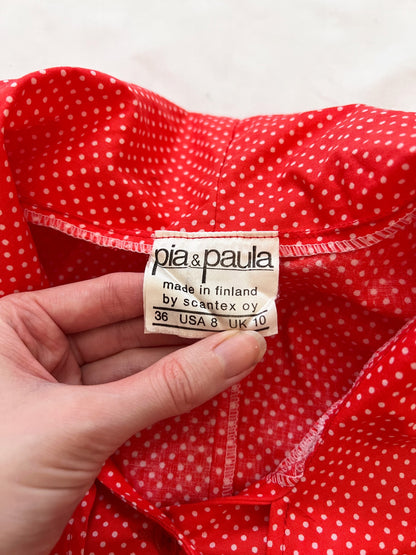 70s Pia & Paula red and white polka dot blouse, Size S