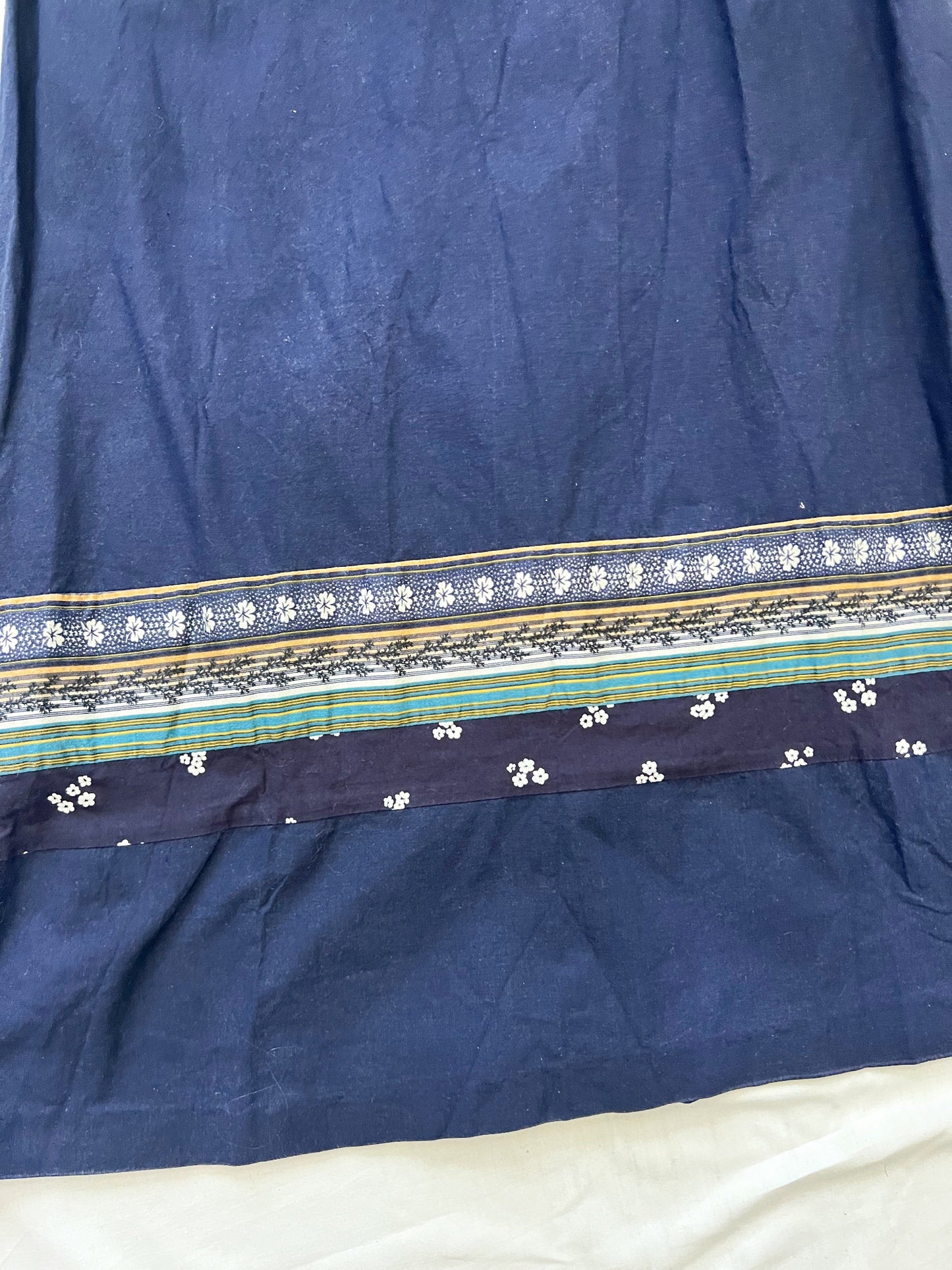 70s cotton dark blue maxi dress, Size S
