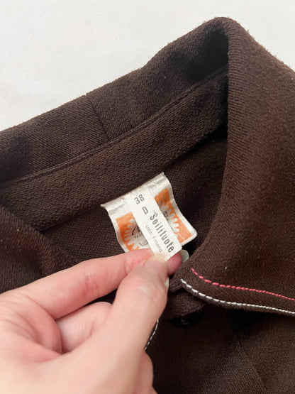 70s brown dress with pockets, Size S-M