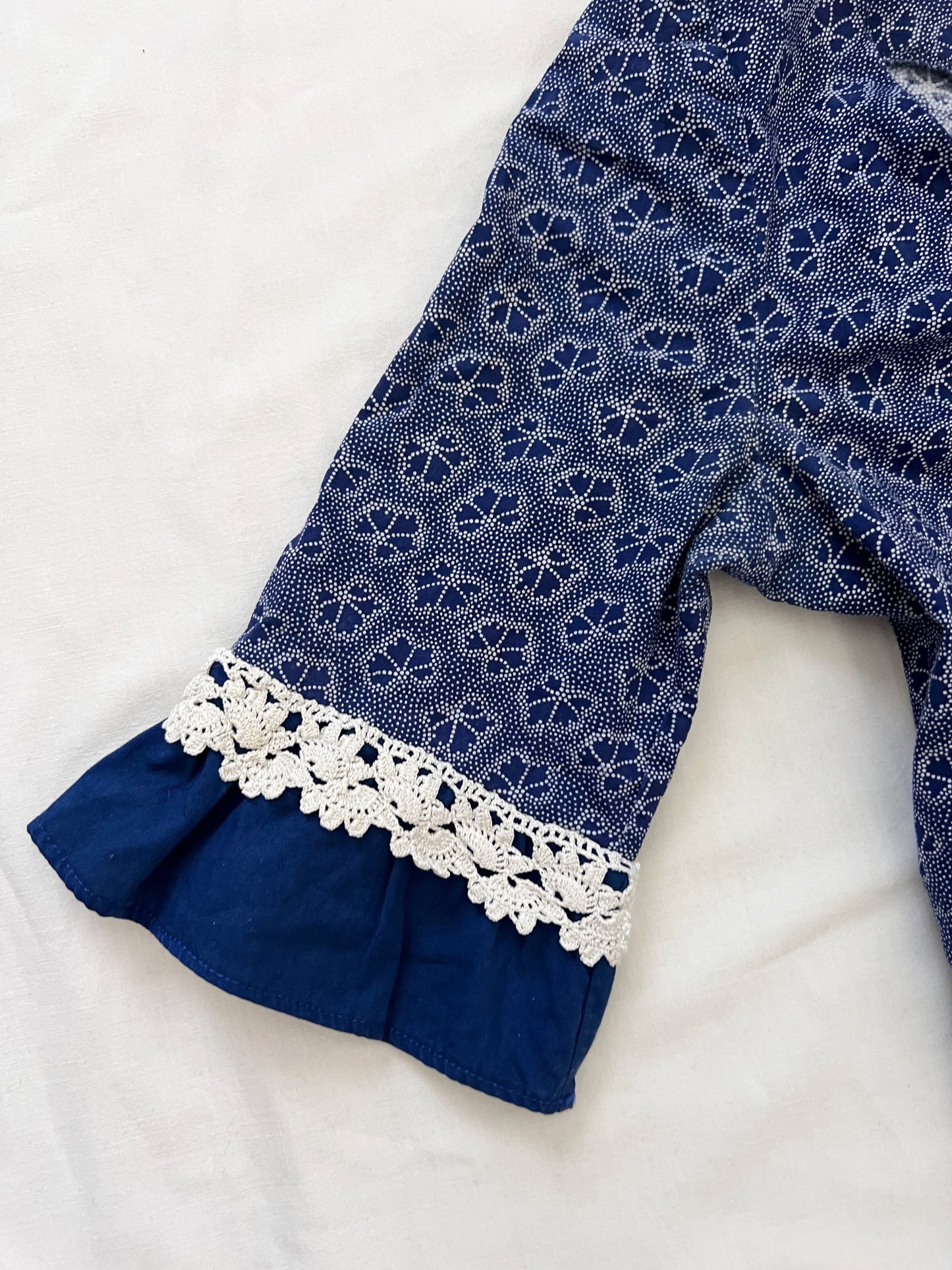 70s blue and white dress, Size XS
