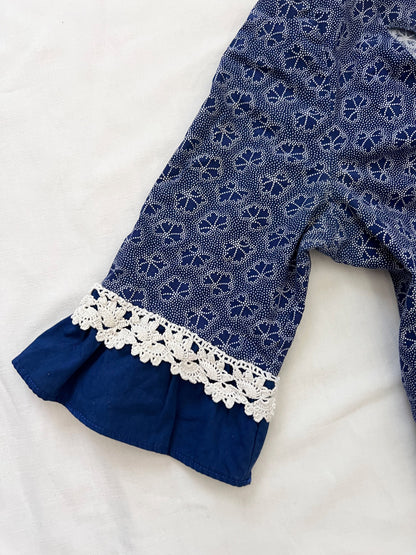 70s blue and white dress, Size XS