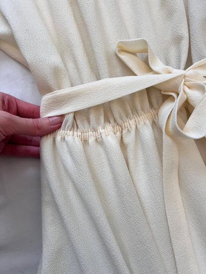 70s white lace detail dress, Size S