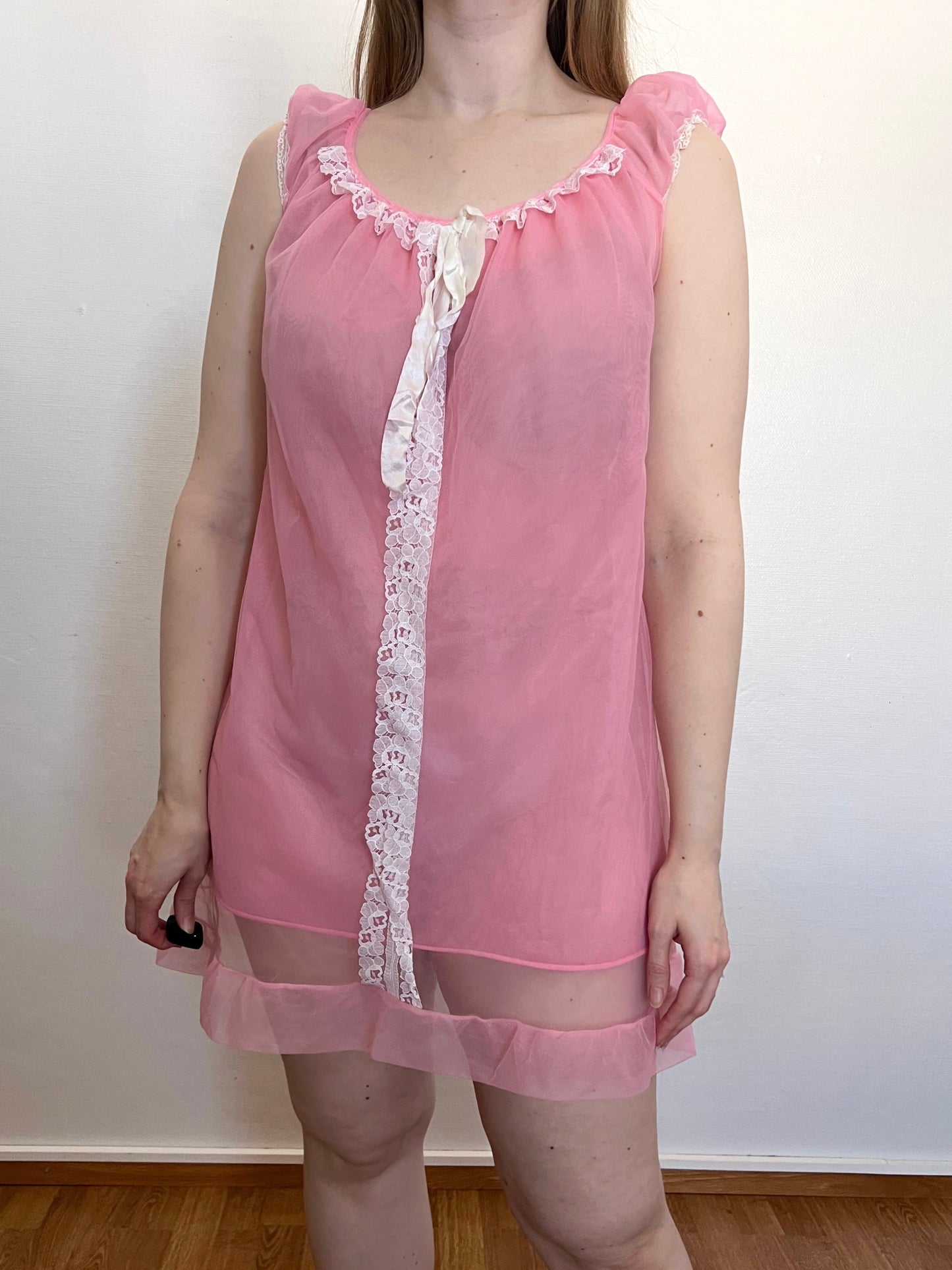 60s pink nightgown, Size M-L