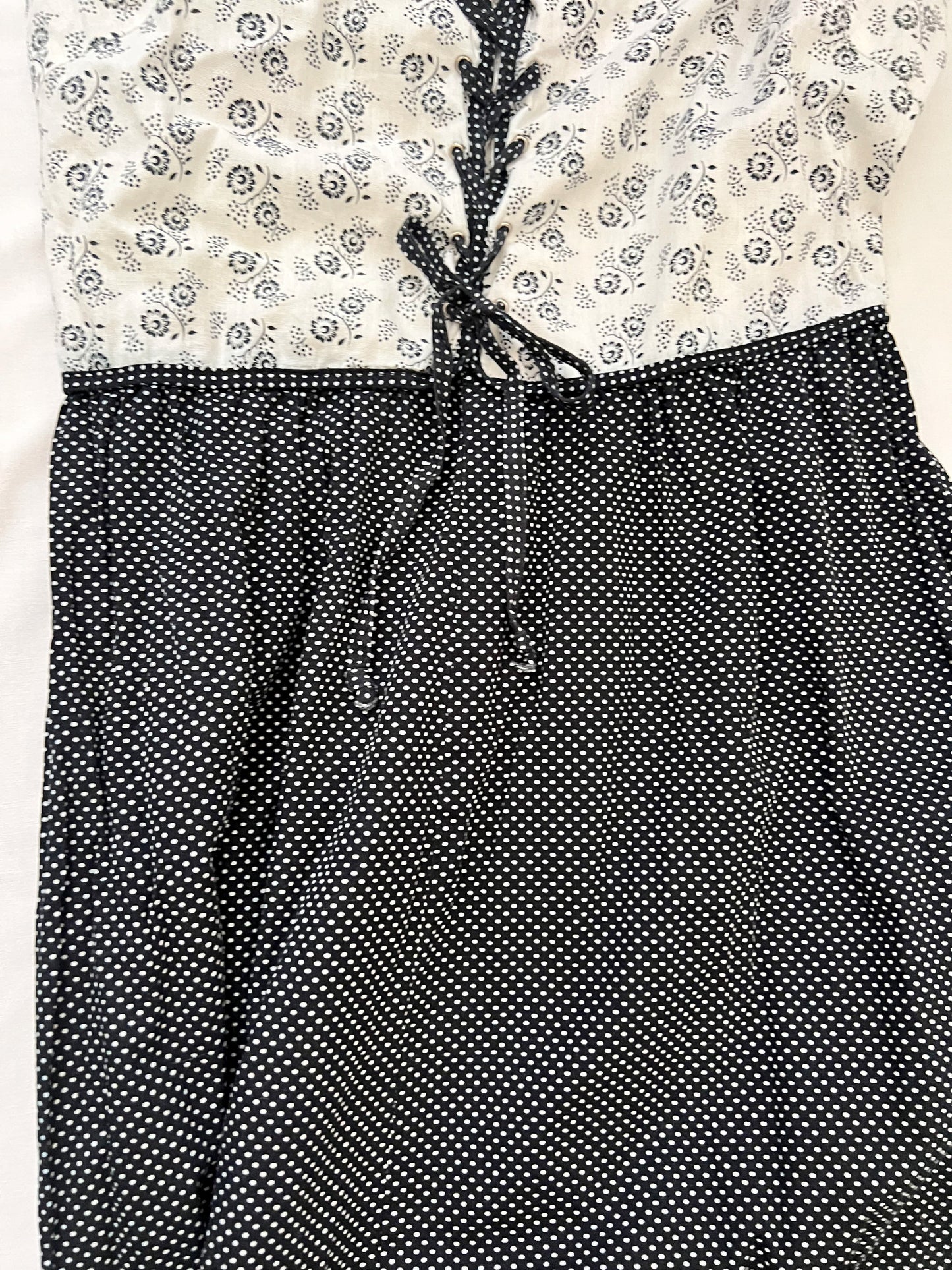 70s cotton black and white sundress, Size S