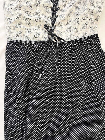 70s cotton black and white sundress, Size S