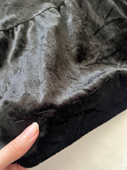 70s black velvet ruffle dress, Size XS-S