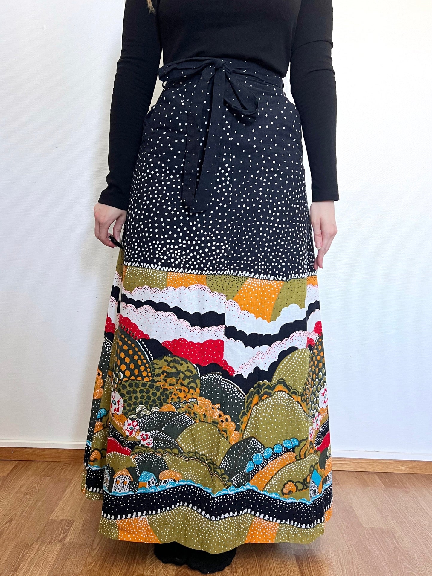 70s landscape maxi skirt, Size XS-S