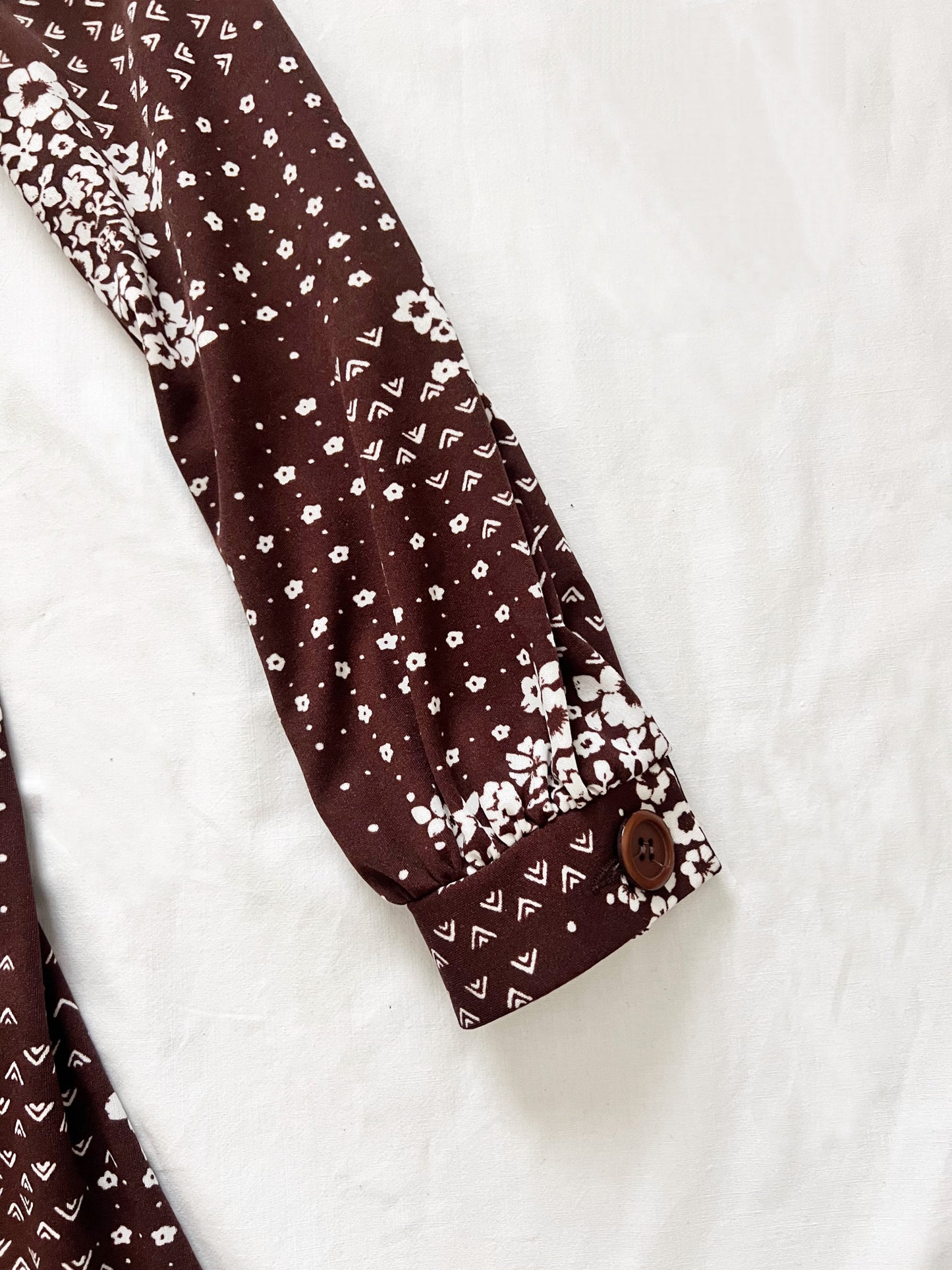 70s brown and white dress, Size S