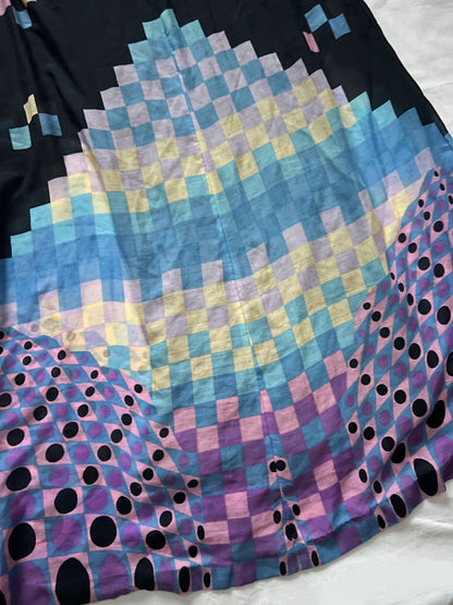 70s maxi pattern dress, Size S