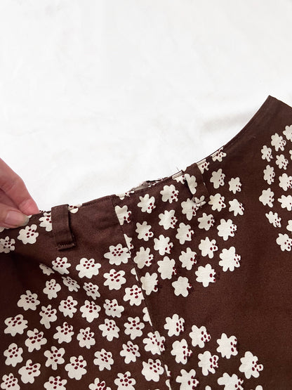 Brown and white flower skirt, Size XS