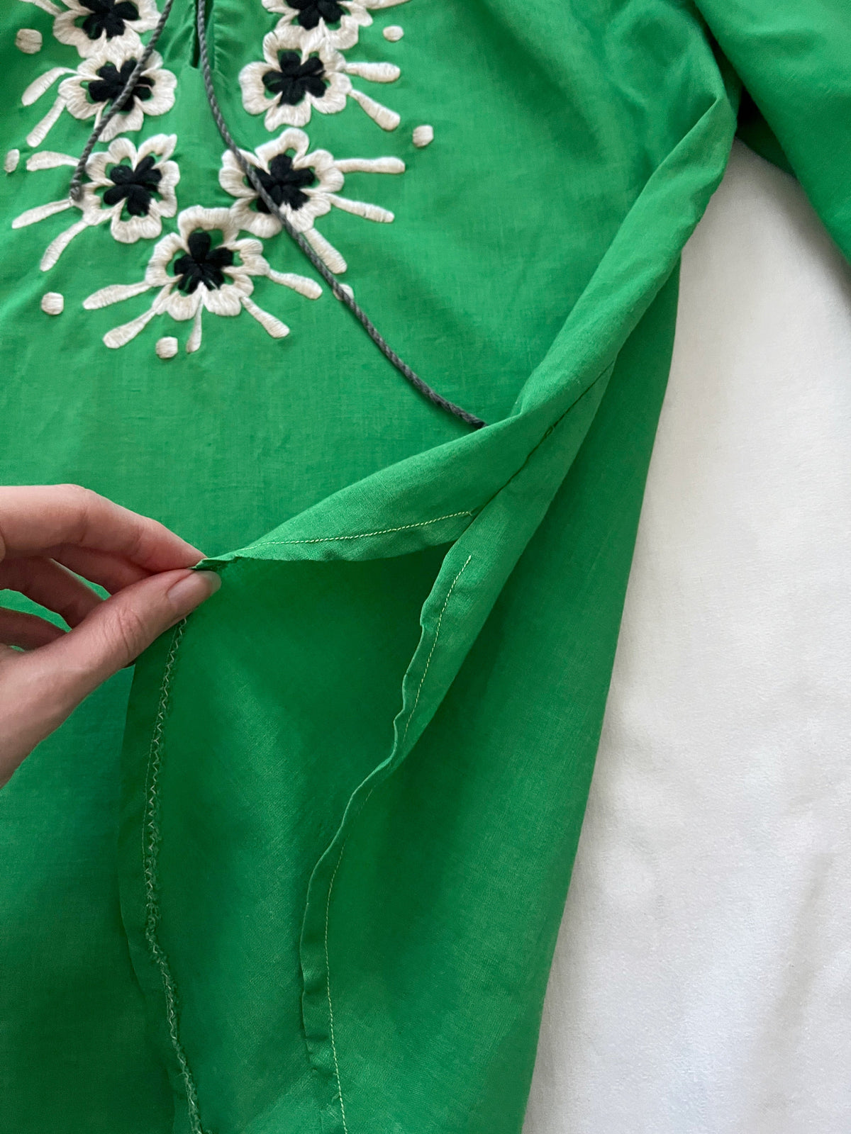 70s green and floral blouse, Size M