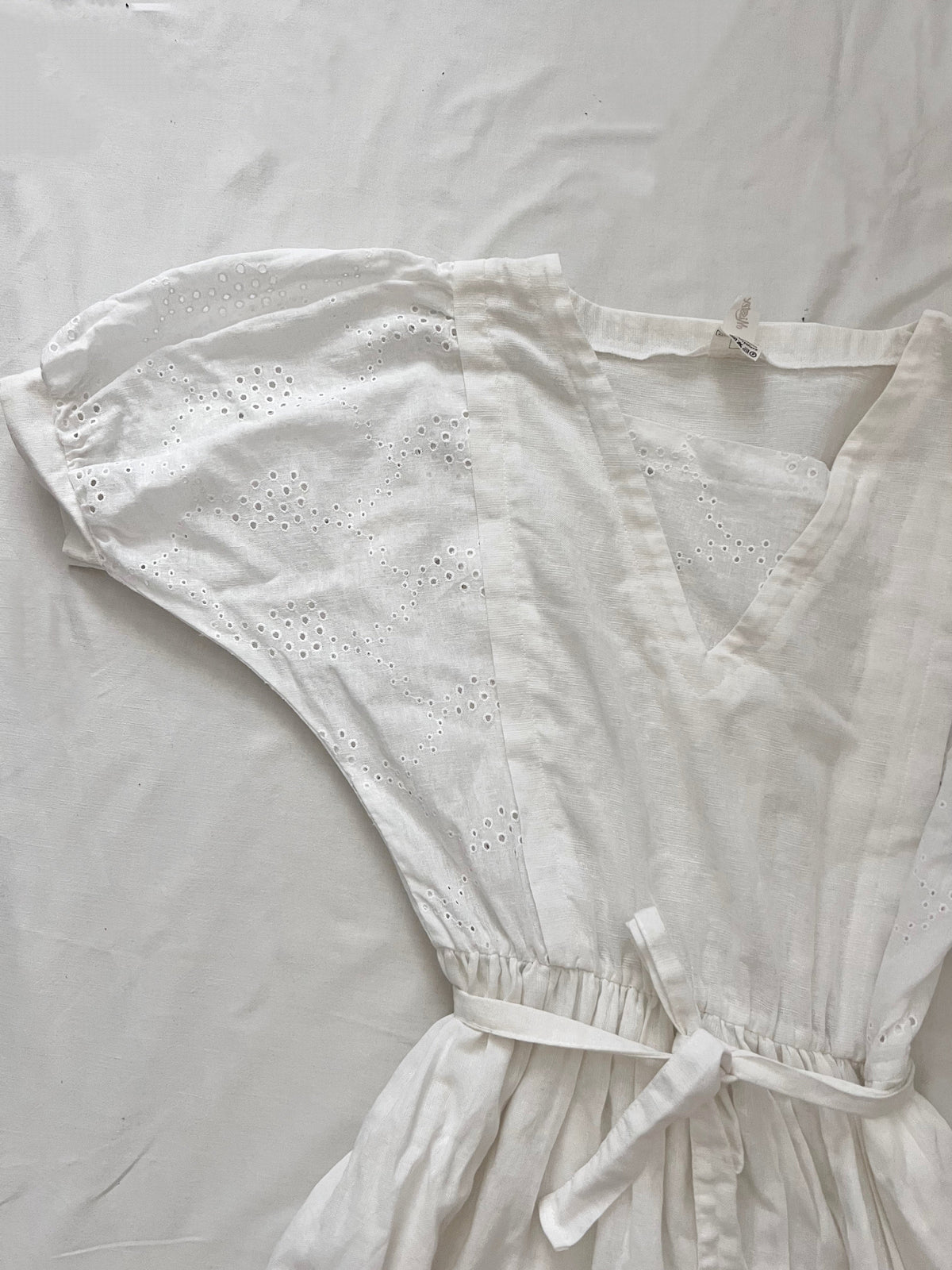 70s cotton and linen white midi dress, Size XS