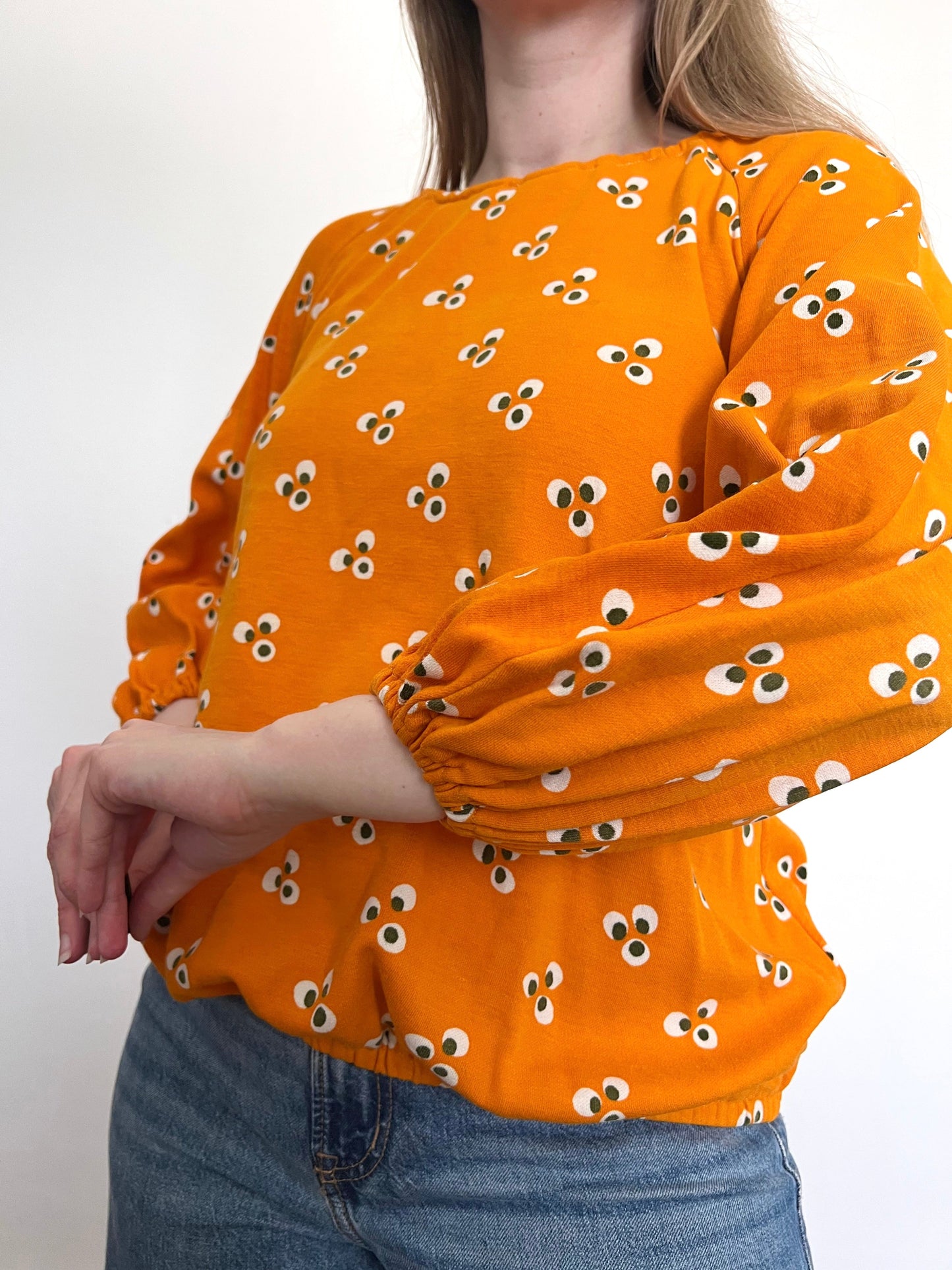 Marimekko 1970 100% cotton orange blouse, Size S