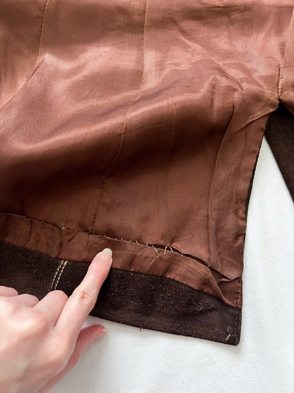 70s dark brown suede jacket, Size XS