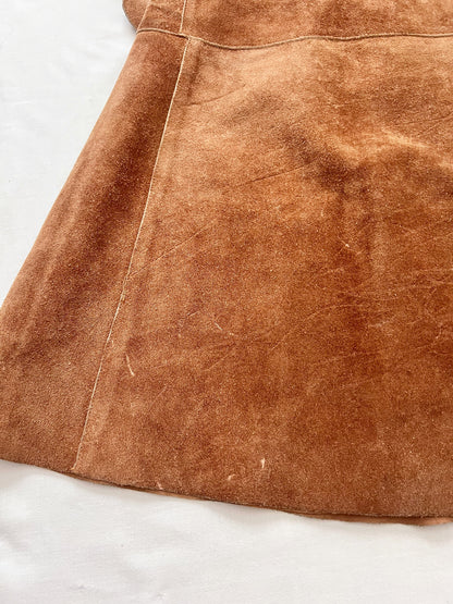 60s suede mini skirt with silver buckle, Size XS-S