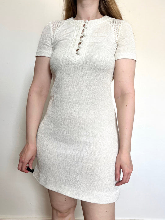 60s white dress, Size S