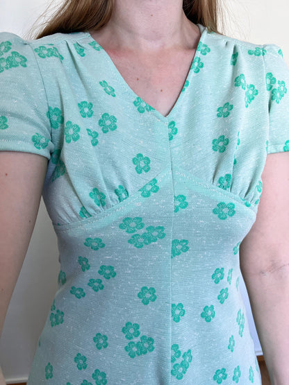 60s green mini dress, Size S