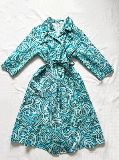 Blue funky pattern dress, Size XL