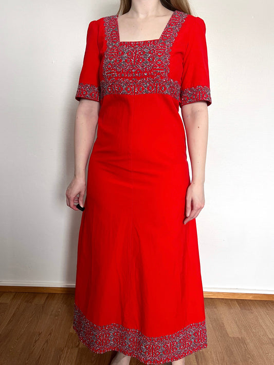 70s Arola red maxi dress, Size S