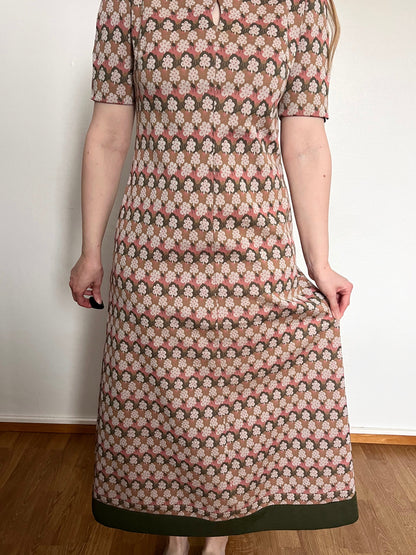 60s long floral motif dress, Size S-M