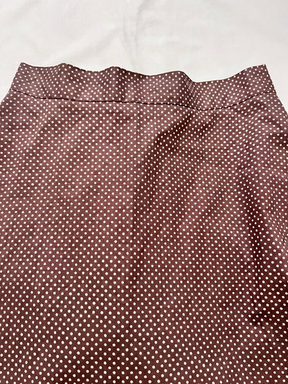 70s Pia & Paula brown and white polka dot maxi skirt, Size XS