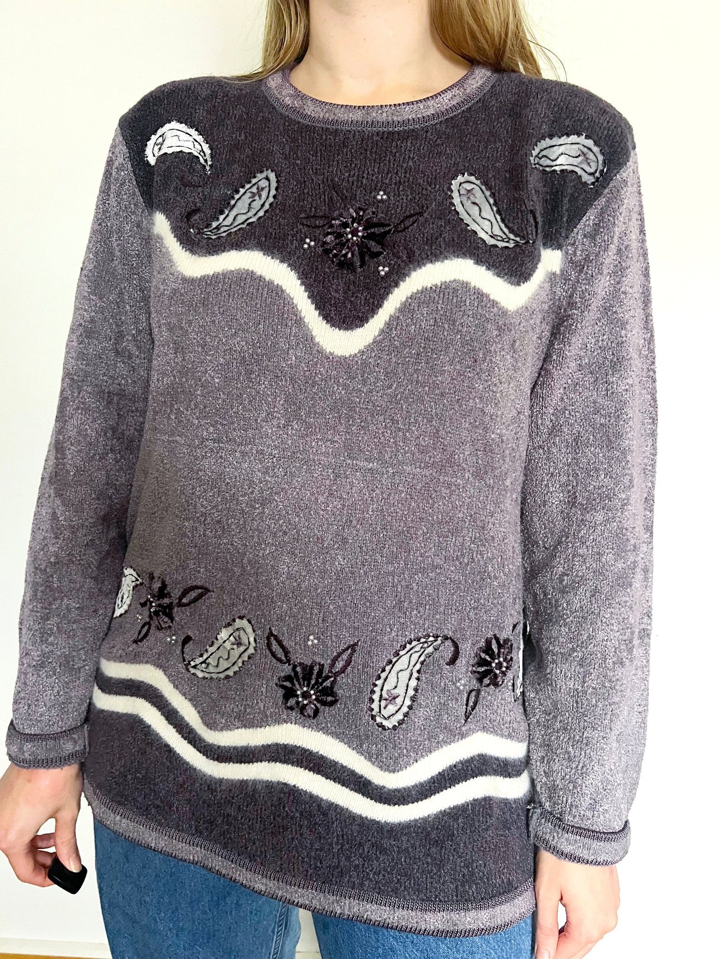 Purple 80s sweater, Size M-L