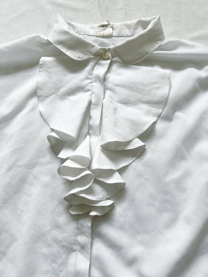 White ruffle blouse, Size M-L