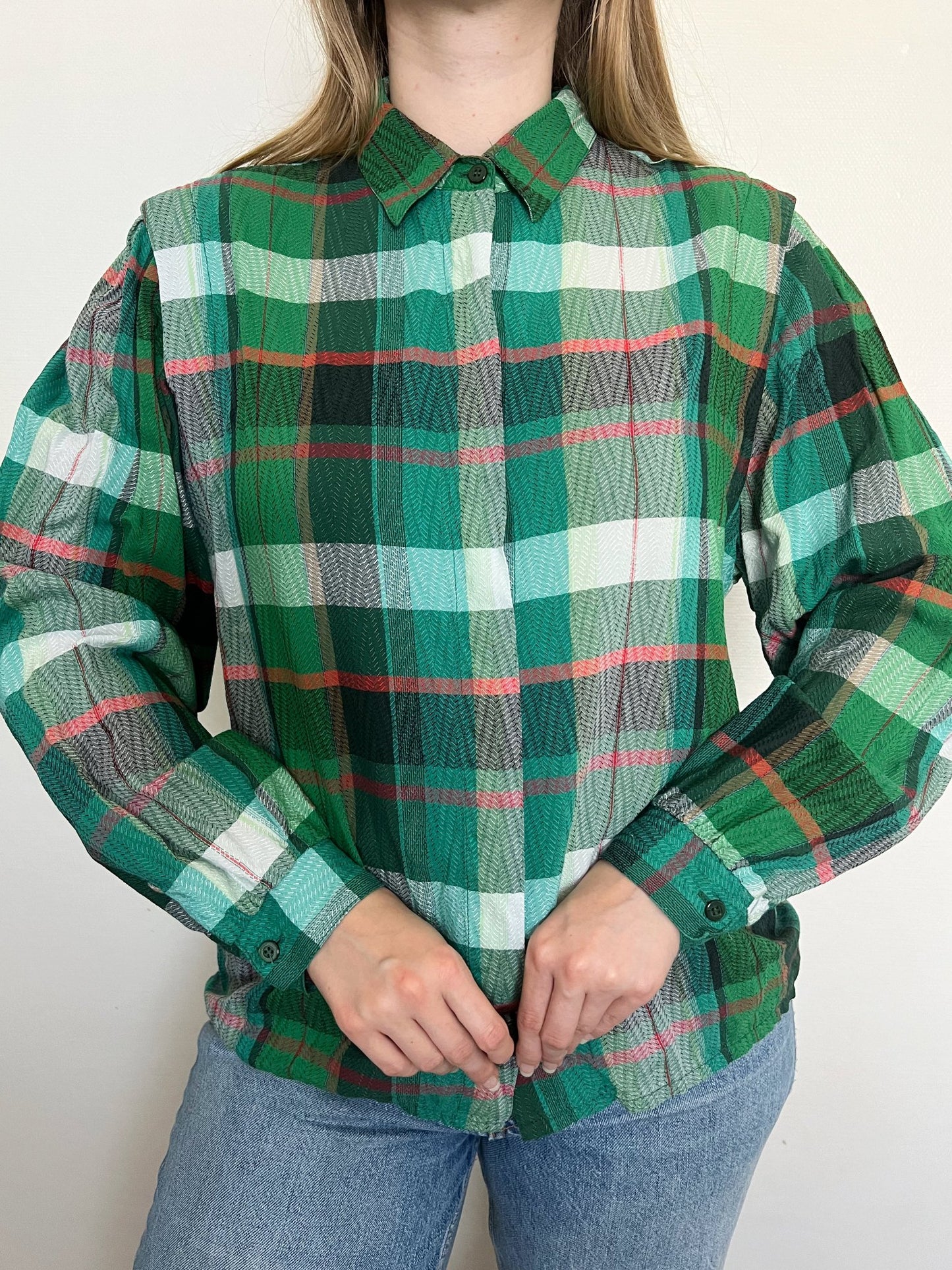 Green gingham shirt, Size L-XL