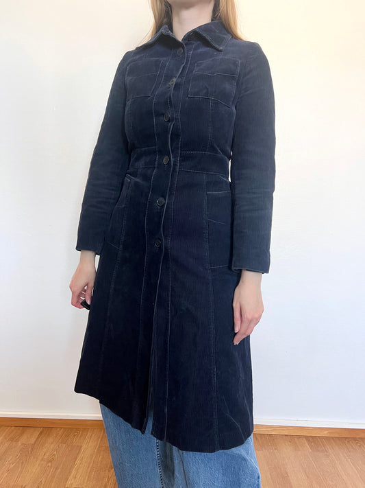 70s navy corduroy coat, Size XS