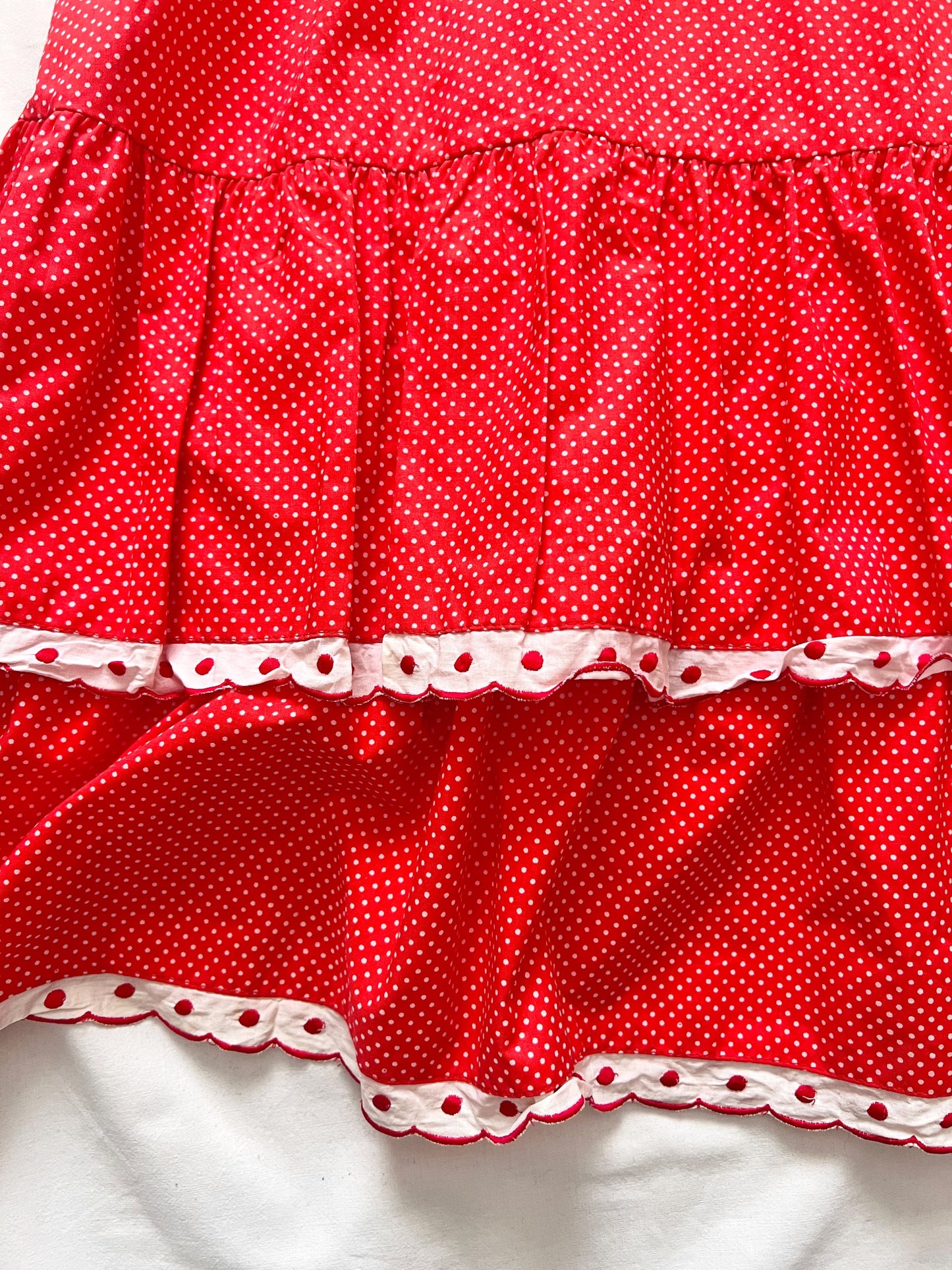 70s Pia & Paula red and white polka dot maxi skirt, Size S