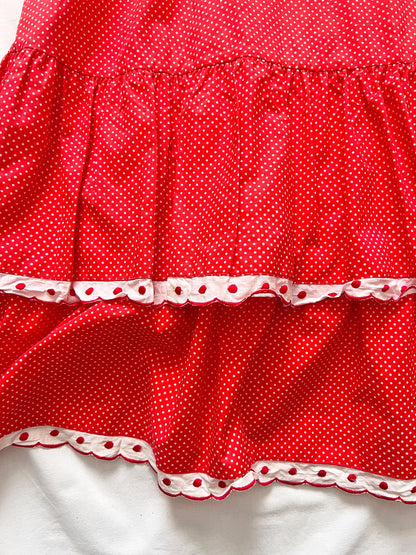 70s Pia & Paula red and white polka dot maxi skirt, Size S