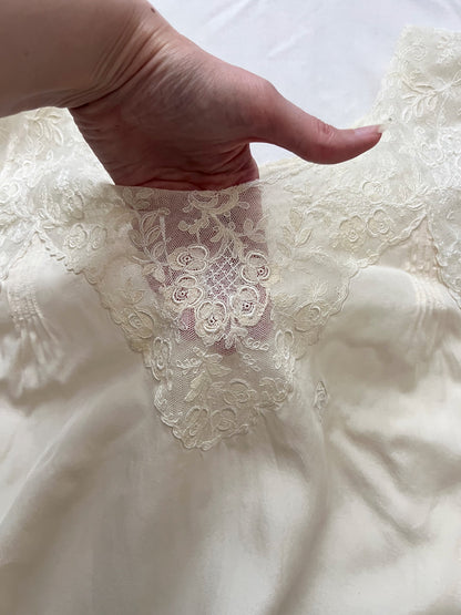 1920s silk white nightgown, Size M-L