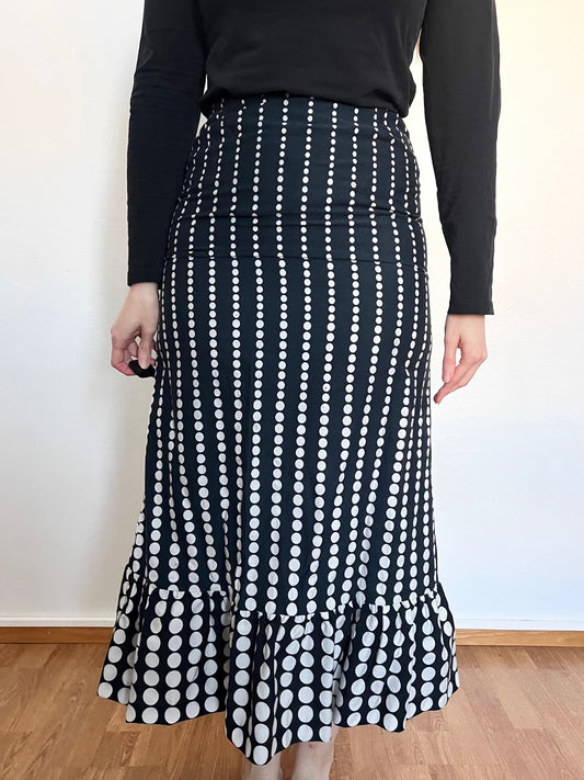 70s cotton polka dot skirt, Size XS-S