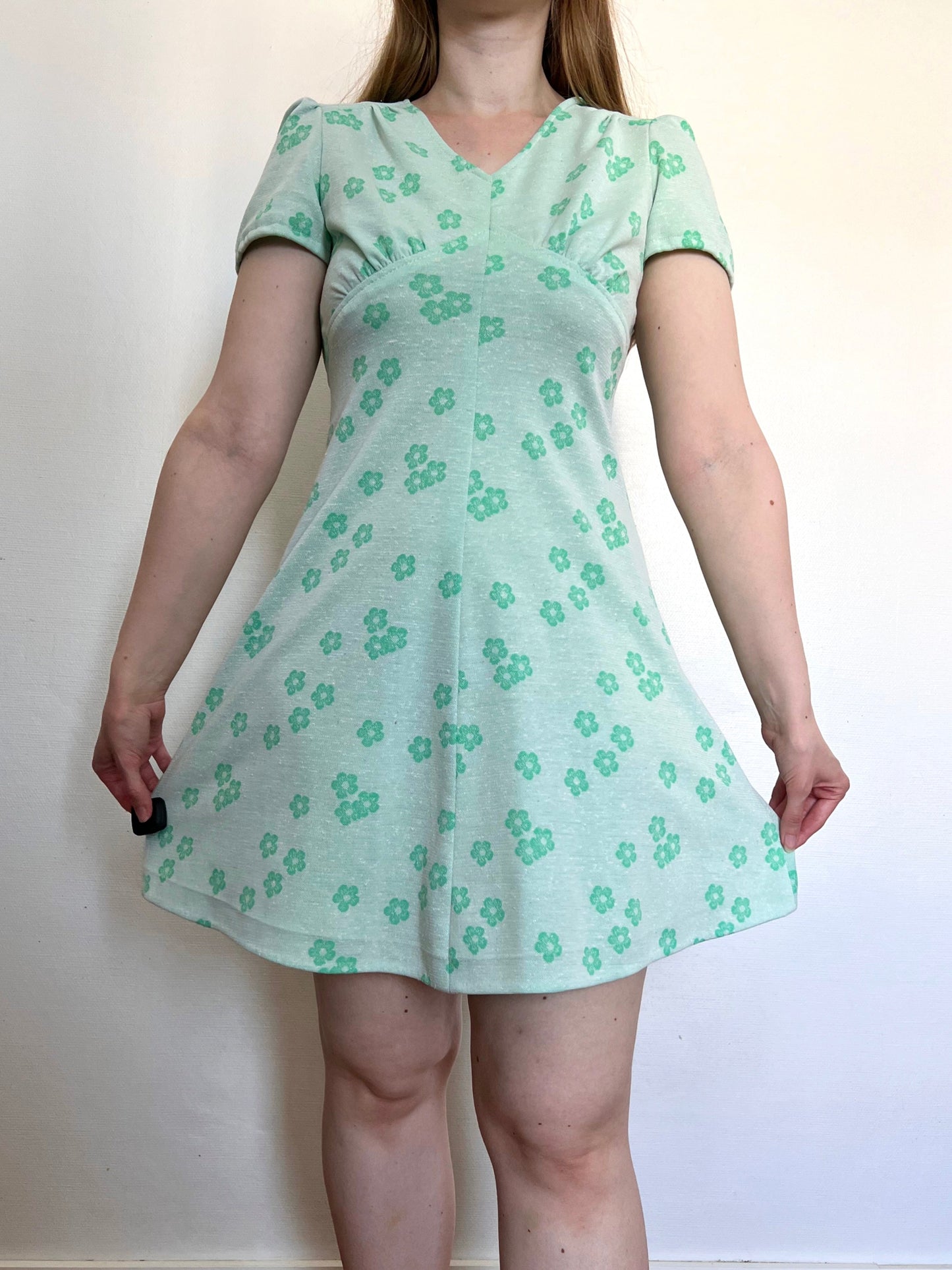 60s green mini dress, Size S