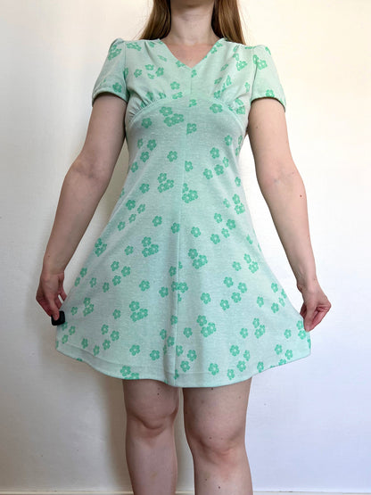 60s green mini dress, Size S