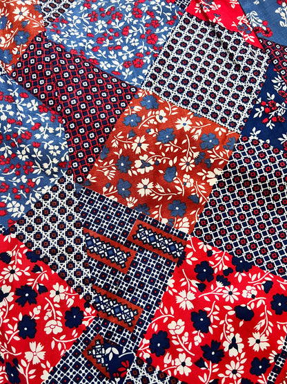 60s/70s red  patchwork pattern skirt, Size S