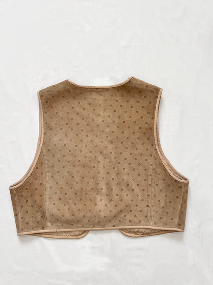 Beige polka dots suede vest, Size M-L