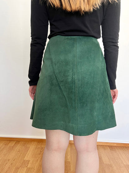 60s green suede skirt, Size S