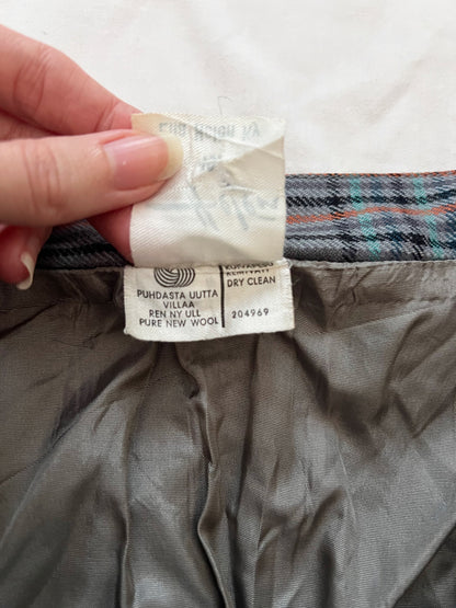 70s wool plaid skirt, Size M