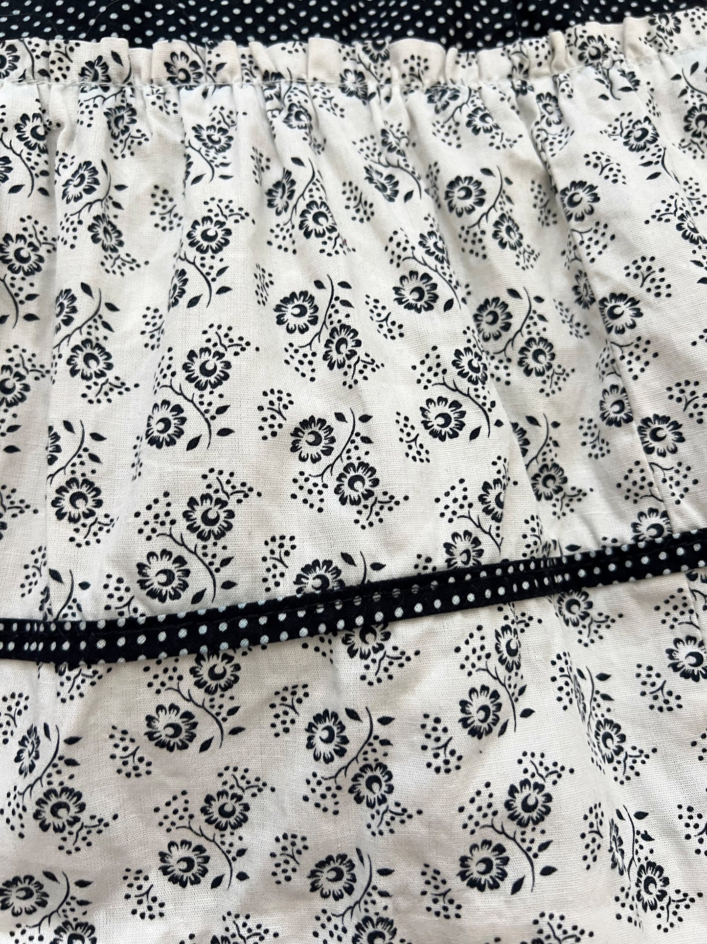 70s cotton black and white sundress, Size S