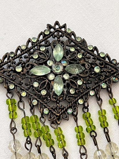 Green beads brooch