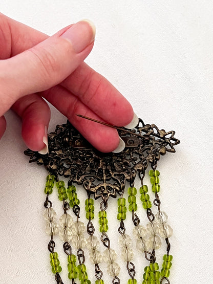 Green beads brooch