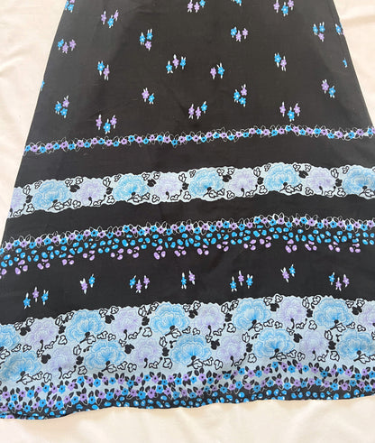 70s black and blue flutter sleeves maxi dress, Size XS