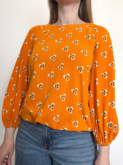 Marimekko 1970 100% cotton orange blouse, Size S