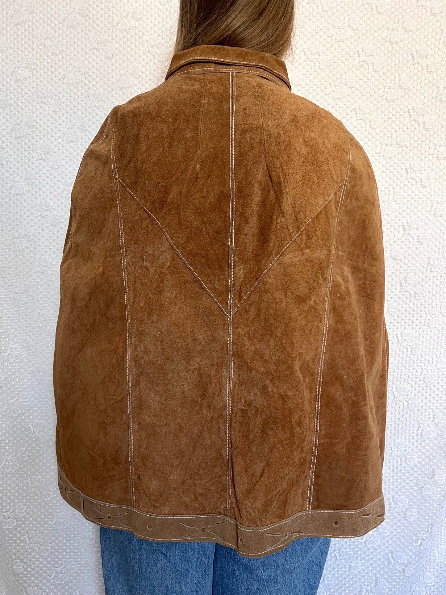 70s suede cape jacket, Size S-L