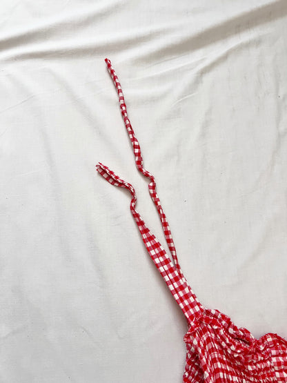 70s red and white gingham sundress, Size M
