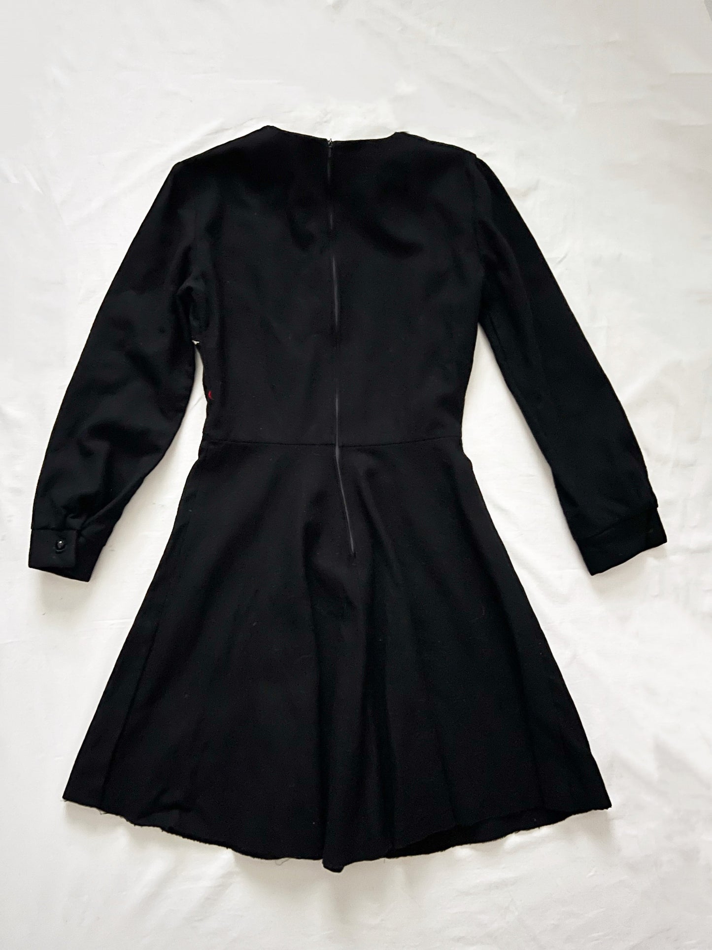 60s black and colorful flowers dress, Size XS